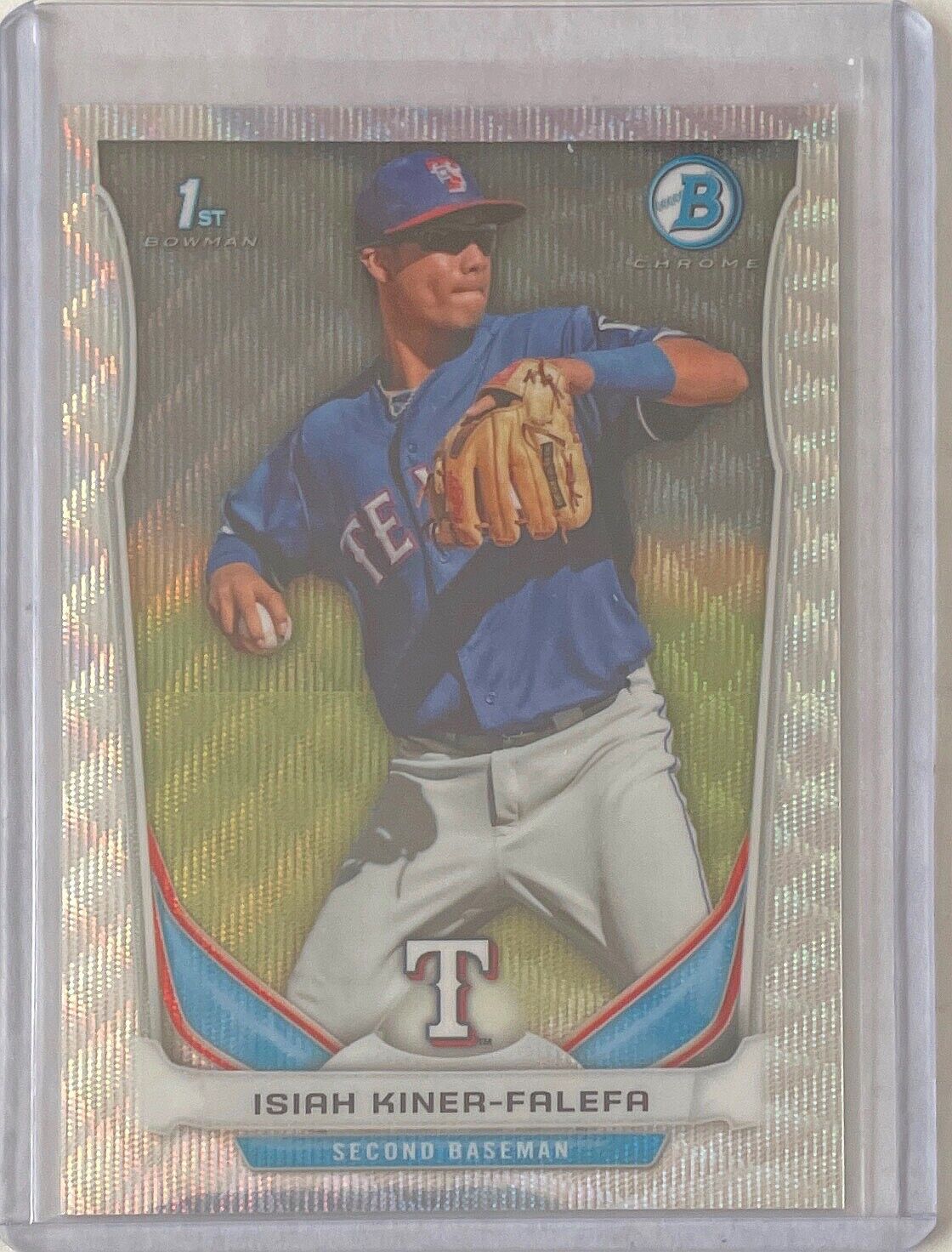 ISIAH KINER-FALEFA 2014 BOWMAN CHROME 1ST PROSPECT SILVER WAVE REFRACTOR #D /25