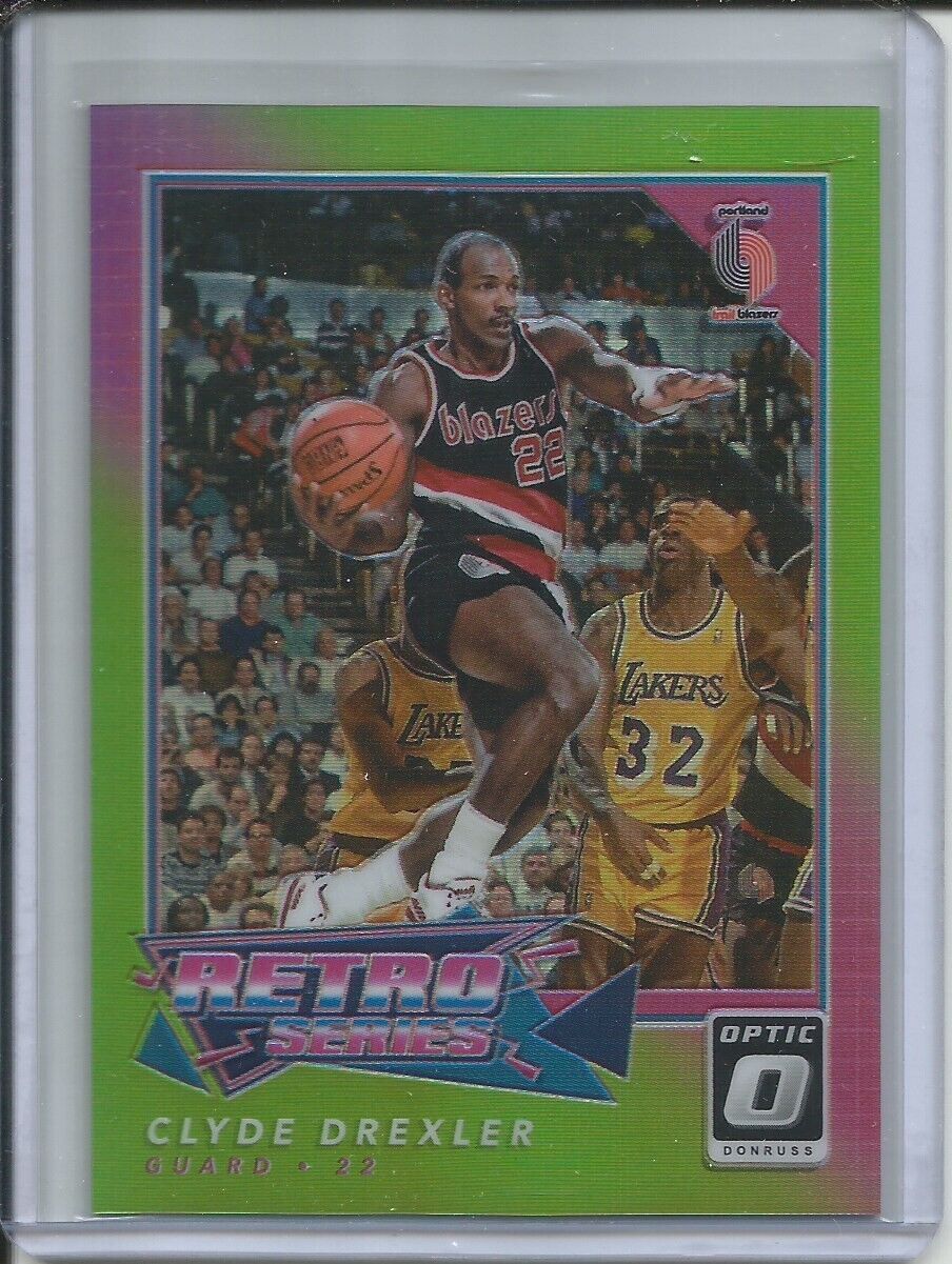CLYDE DREXLER 2017-18 PANINI OPTIC RETRO SERIES GREEN HOLO PRIZM #D 168/175