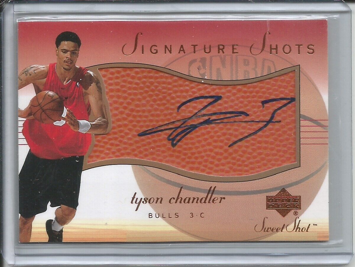 TYSON CHANDLER 2001 UPPER DECK SWEET SHOT SIGNATURE SHOTS ON CARD AUTO ROOKIE RC