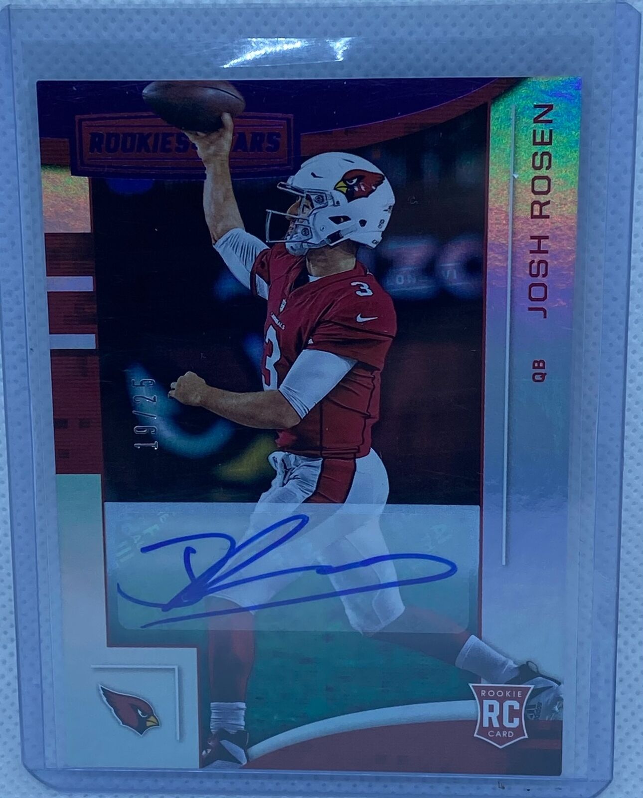 JOSH ROSEN 2018 PANINI ROOKIE & STARS LONGEVITY PURPLE AUTO RC #D 19/25