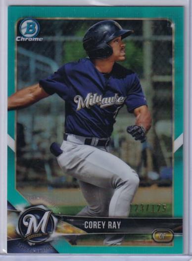 COREY RAY 2018 BOWMAN CHROME PROSPECT SKY BLUE REFRACTOR #D 123/125