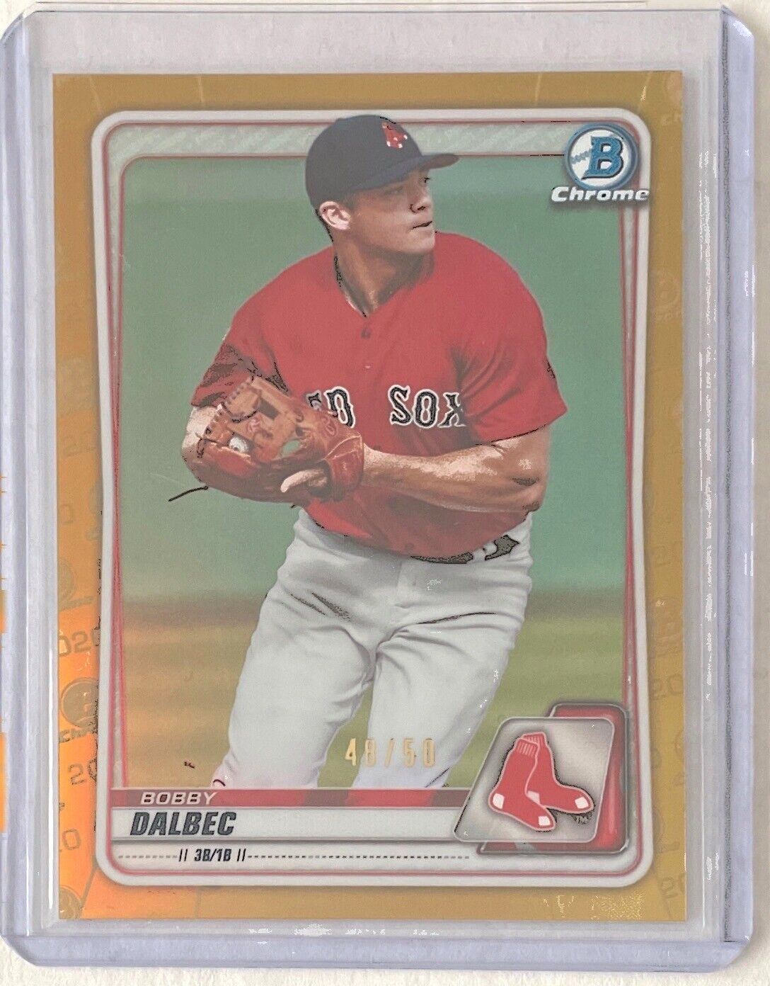 BOBBY DALBEC 2020 BOWMAN CHROME PROSPECT GOLD REFRACTOR #D 48/50