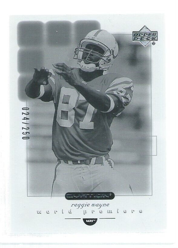 REGGIE WAYNE 2001 UPPER DECK OVATION BLACK & WHITE ROOKIE RC #D /250