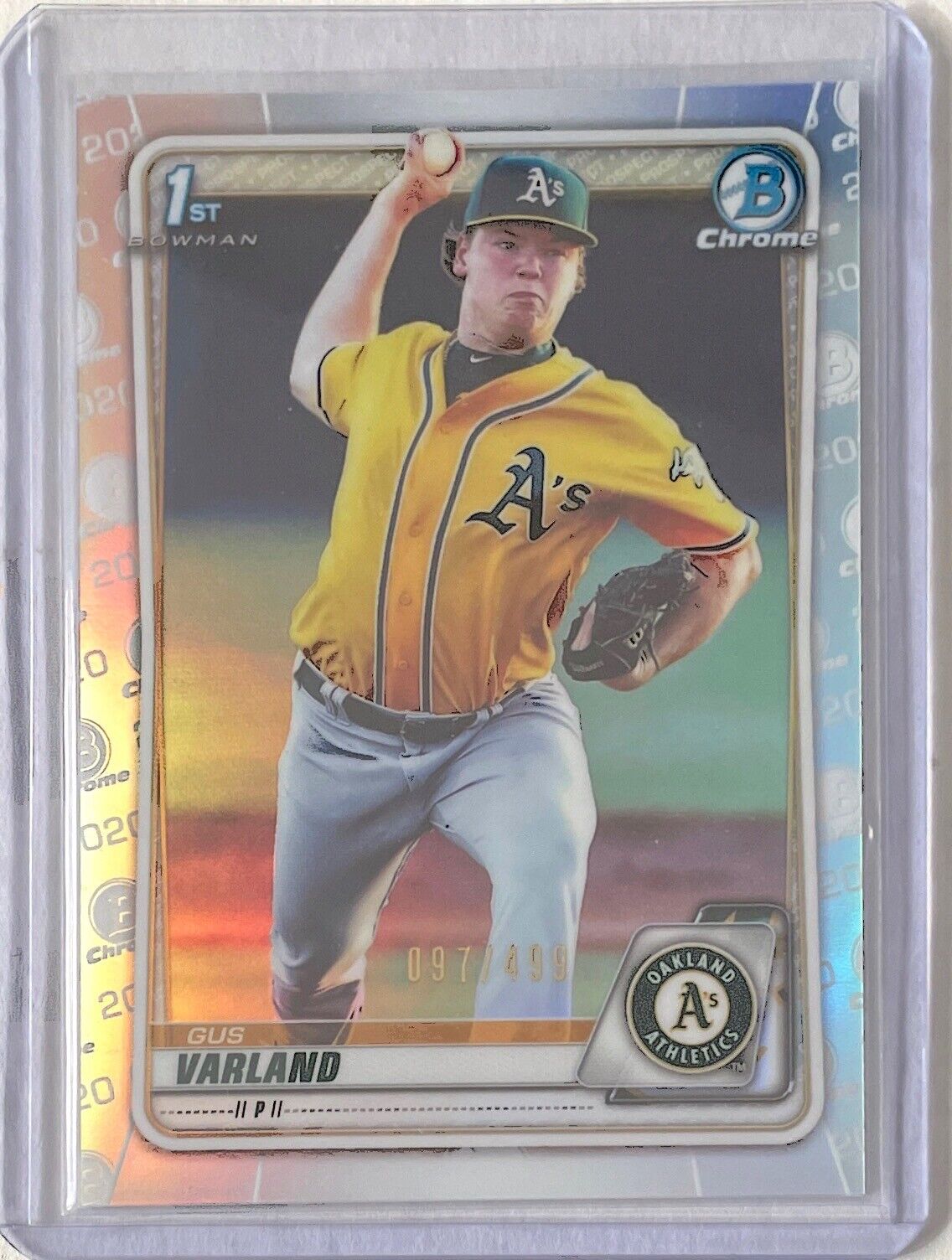 GUS VARLAND 2020 BOWMAN CHROME 1ST PROSPECT SILVER REFRACTOR #D 097/499