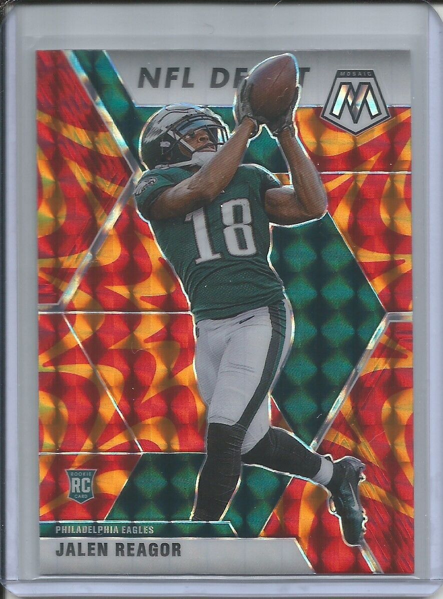 JALEN REAGOR 2019-20 PANINI MOSAIC NFL DEBUT REACTIVE ORANGE PRIZM ROOKIE RC