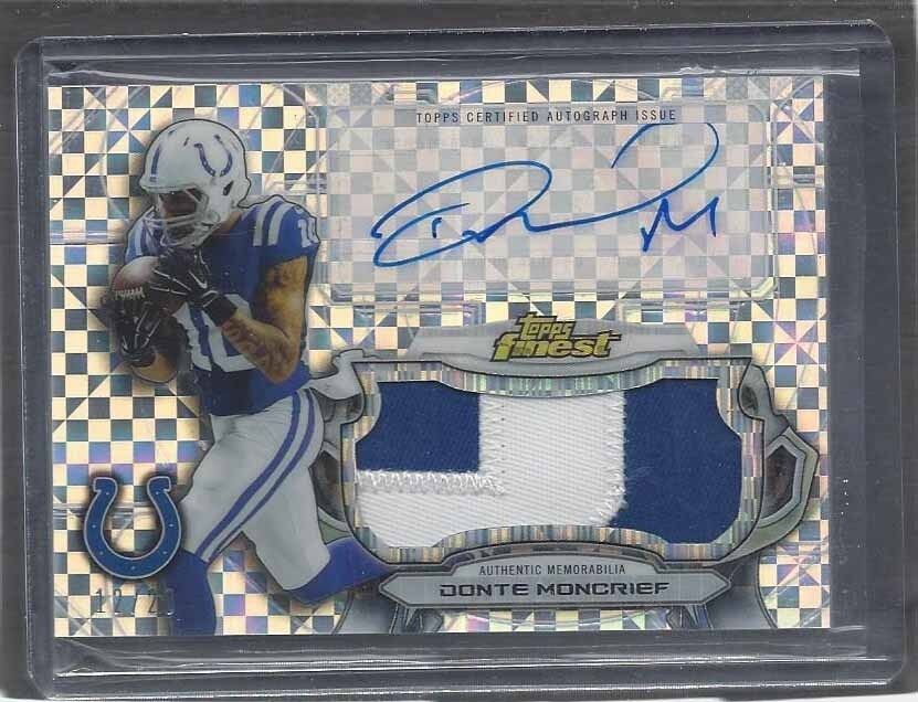 DONTE MONCRIEF 2015 TOPPS FINEST XFRACTOR COLTS JUMBO PATCH AUTO #D 12/20