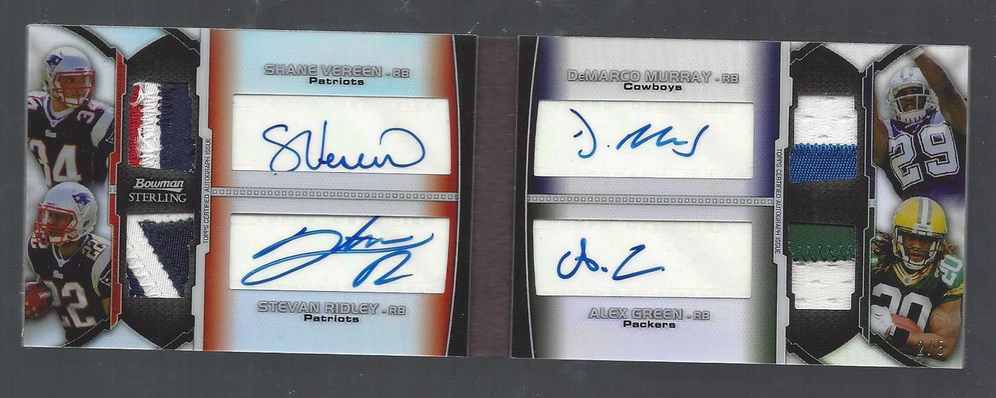 DEMARCO MURRAY RIDLEY VEREEN GREEN 2011 TOPPS PLATINUM QUAD PATCH AUTO RC #D 2/5