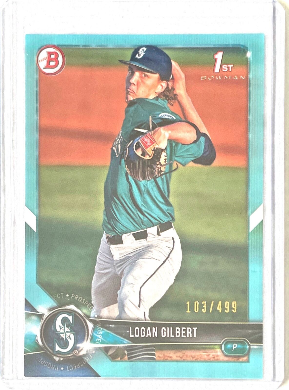 LOGAN GILBERT 2018 BOWMAN PAPER 1ST PROSPECT SKY BLUE #D 103/499