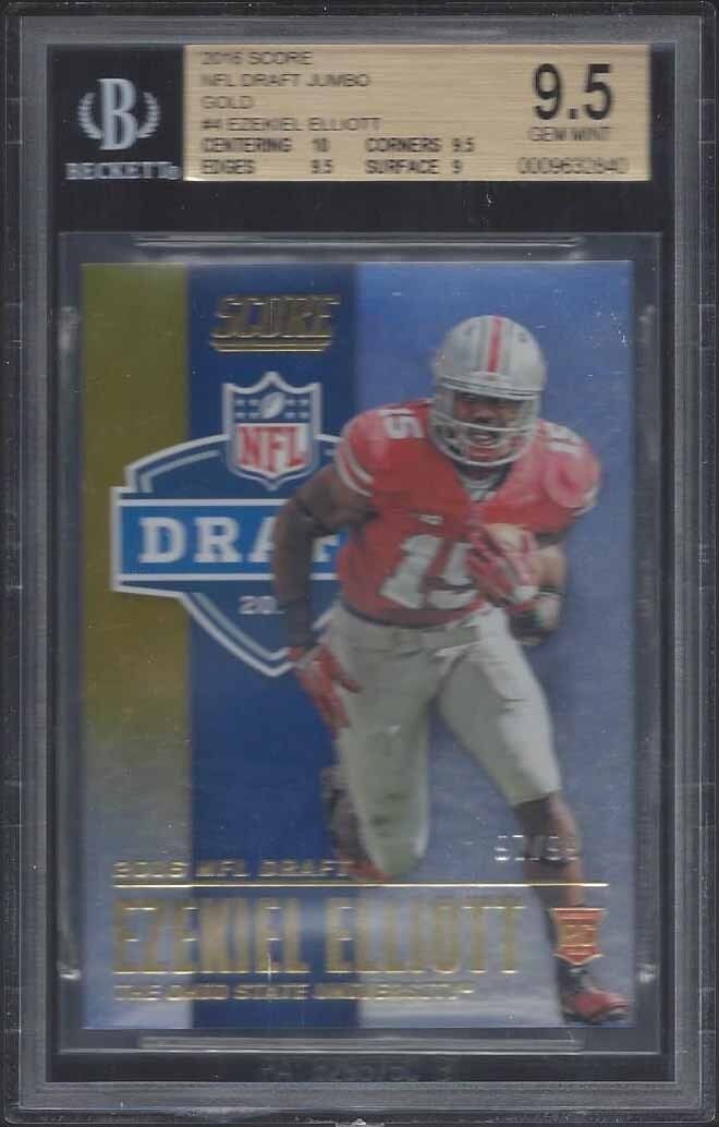 EZEKIEL ELLIOTT 2016 SCORE NFL DRAFT GOLD FOIL RC #D /99 BGS 9.5 GEM MT POP 1/1