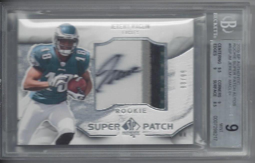 JEREMY MACLIN 2009 SP AUTHENTIC SUPER PATCH 4 COLOR AUTO PATCH RC #D 93/99 BGS 9