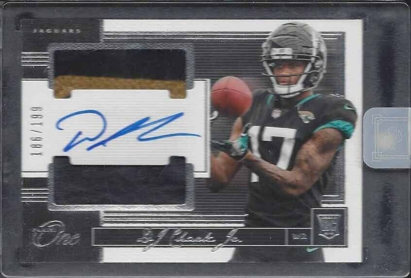 D.J. CHARK 2018 PANINI ONE DUAL 3 COLOR PATCH ON CARD AUTO RC #D 29/199
