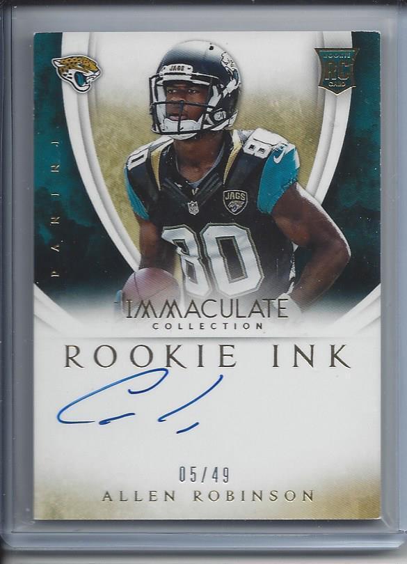 ALLEN ROBINSON 2014 IMMACULATE ROOKIE INK GOLD JAGUARS ON CARD AUTO RC #D 5/49