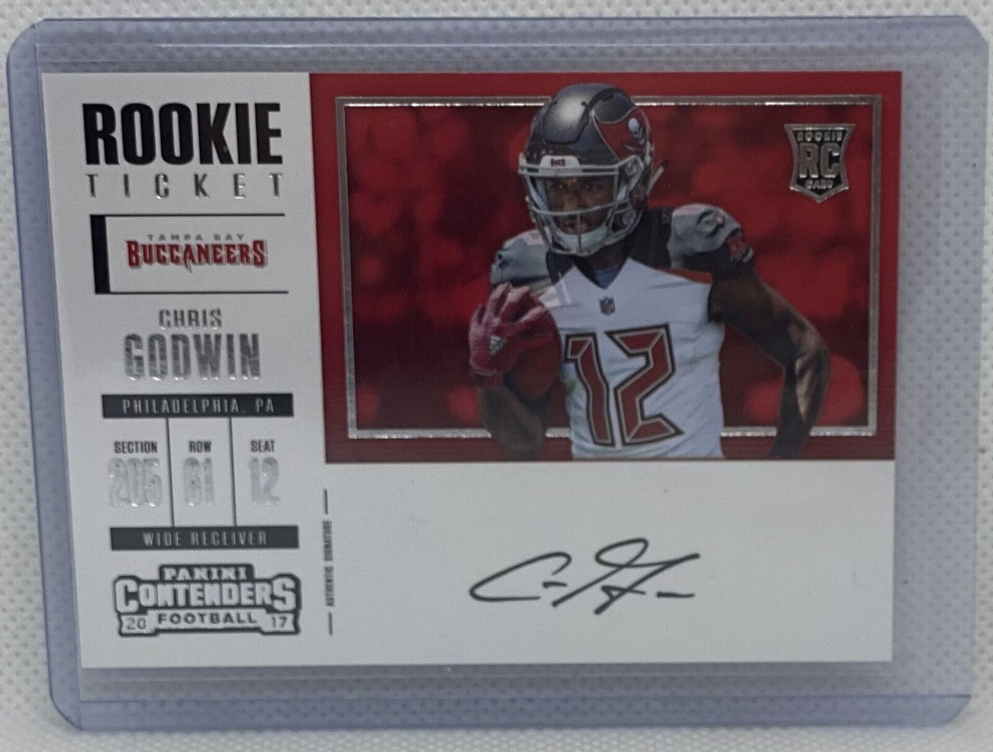 CHRIS GODWIN 2017 CONTENDERS ROOKIE TICKET SP VARIATION ON CARD AUTO RC #377