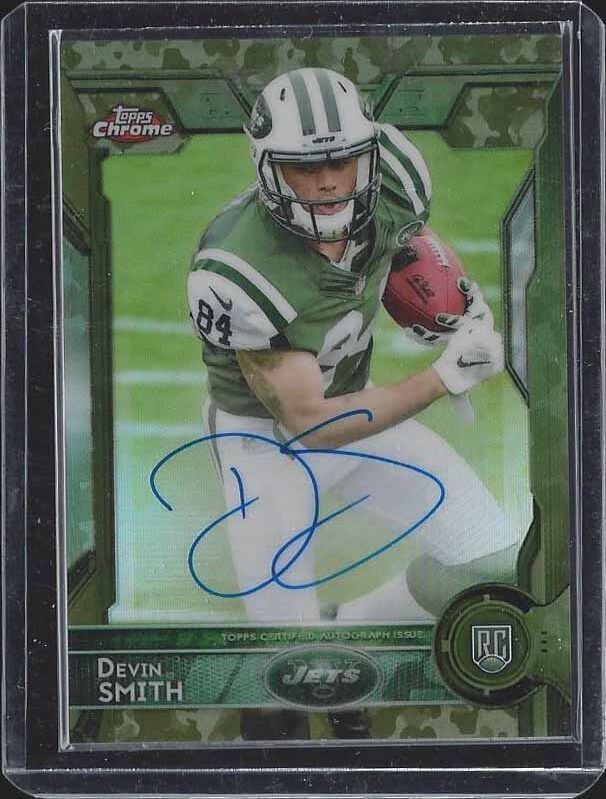 DEVIN SMITH 2015 TOPPS CHROME CAMO REFRACTOR ON CARD ROOKIE AUTO RC #D 11/99