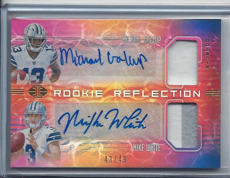 MICHAEL GALLUP MIKE WHITE 2018 ILLUSIONS COWBOYS DUAL PATCH AUTO RC #D 43/49