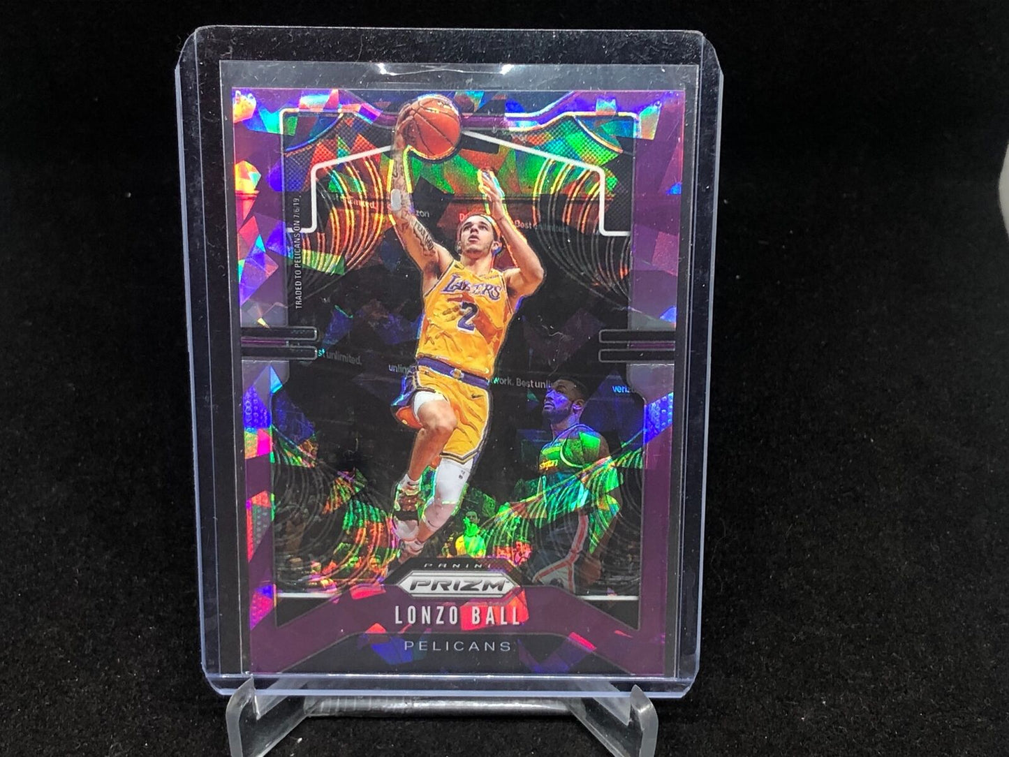 LONZO BALL 2019-20 PANINI PRIZM PURPLE CRACKED ICE PRIZM #D 27/149