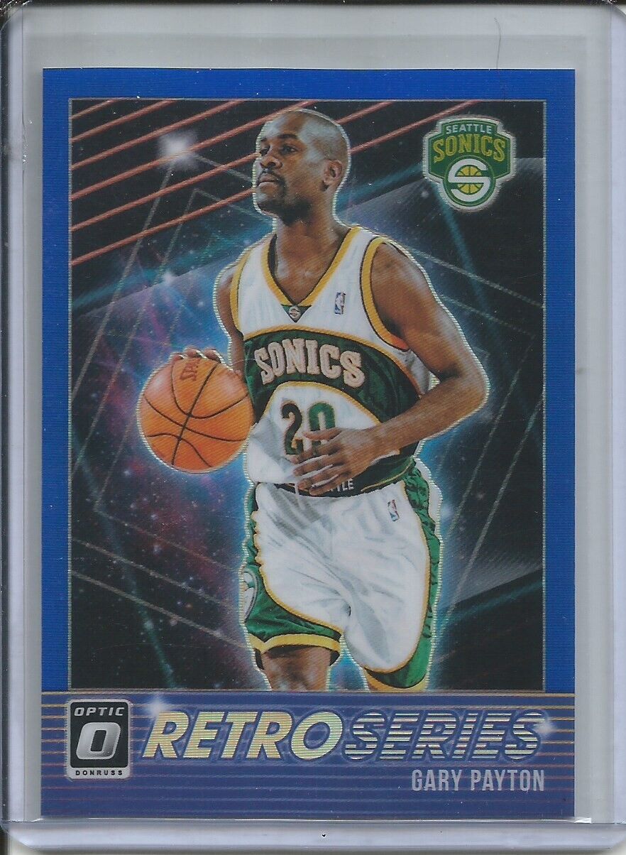 GARY PAYTON 2018-19 PANINI DONRUSS OPTIC RETRO SERIES BLUE HOLO PRIZM #D 43/49