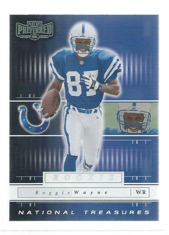 REGGIE WAYNE 2001 PLAYOFF PREFERRED NATIONAL TREASURES SILVER RC #D 134/275