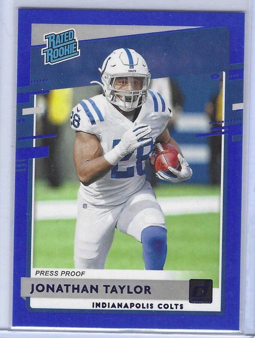 JONATHAN TAYLOR 2020 DONRUSS BLUE PRESS PROOF RATED ROOKIE RC #317