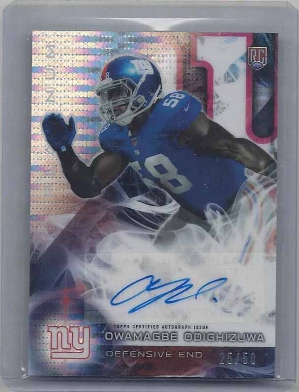 OWAMAGBE ODIGHIZUWA 2015 TOPPS PLATINUM PULSAR REFRACTOR ROOKIE AUTO RC #D 25/50