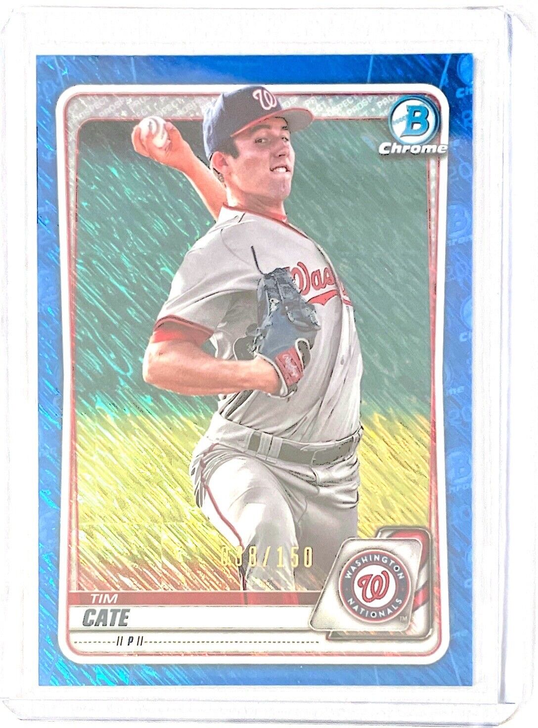 TIM CATE 2020 BOWMAN CHROME PROSPECT BLUE SHIMMER REFRACTOR #D 038/150