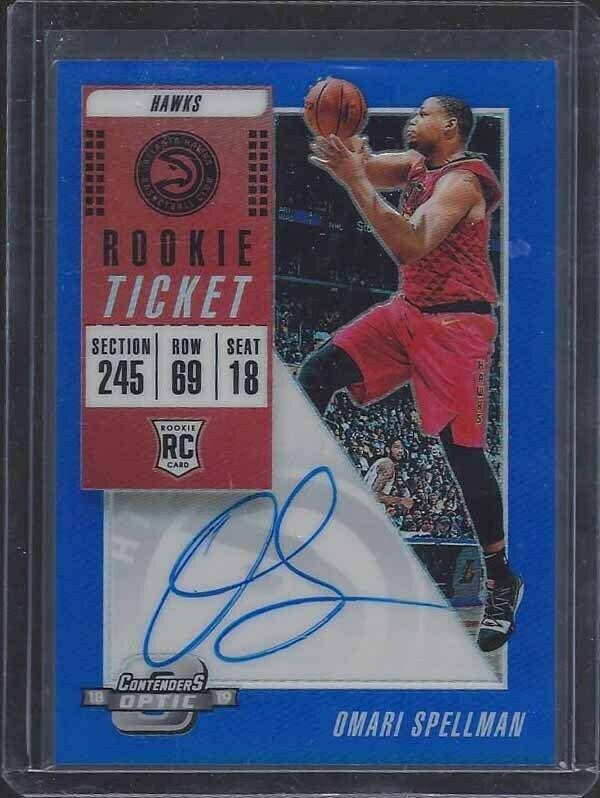 OMARI SPELLMAN 2018-19 CONTENDERS OPTIC BLUE HOLO ON CARD AUTO RC #D 1/99