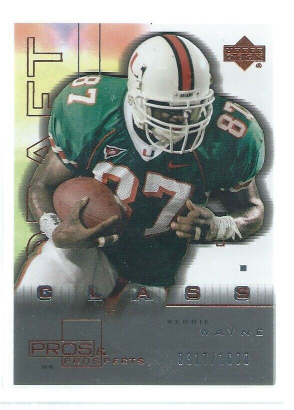 REGGIE WAYNE 2001 UPPER DECK PROS & PROSPECTS DRAFT CLASS ROOKIE RC #D 317/1000
