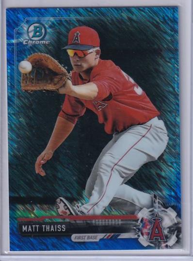 MATT THAISS 2017 BOWMAN CHROME PROSPECT BLUE SHIMMER REFRACTOR #BCP64