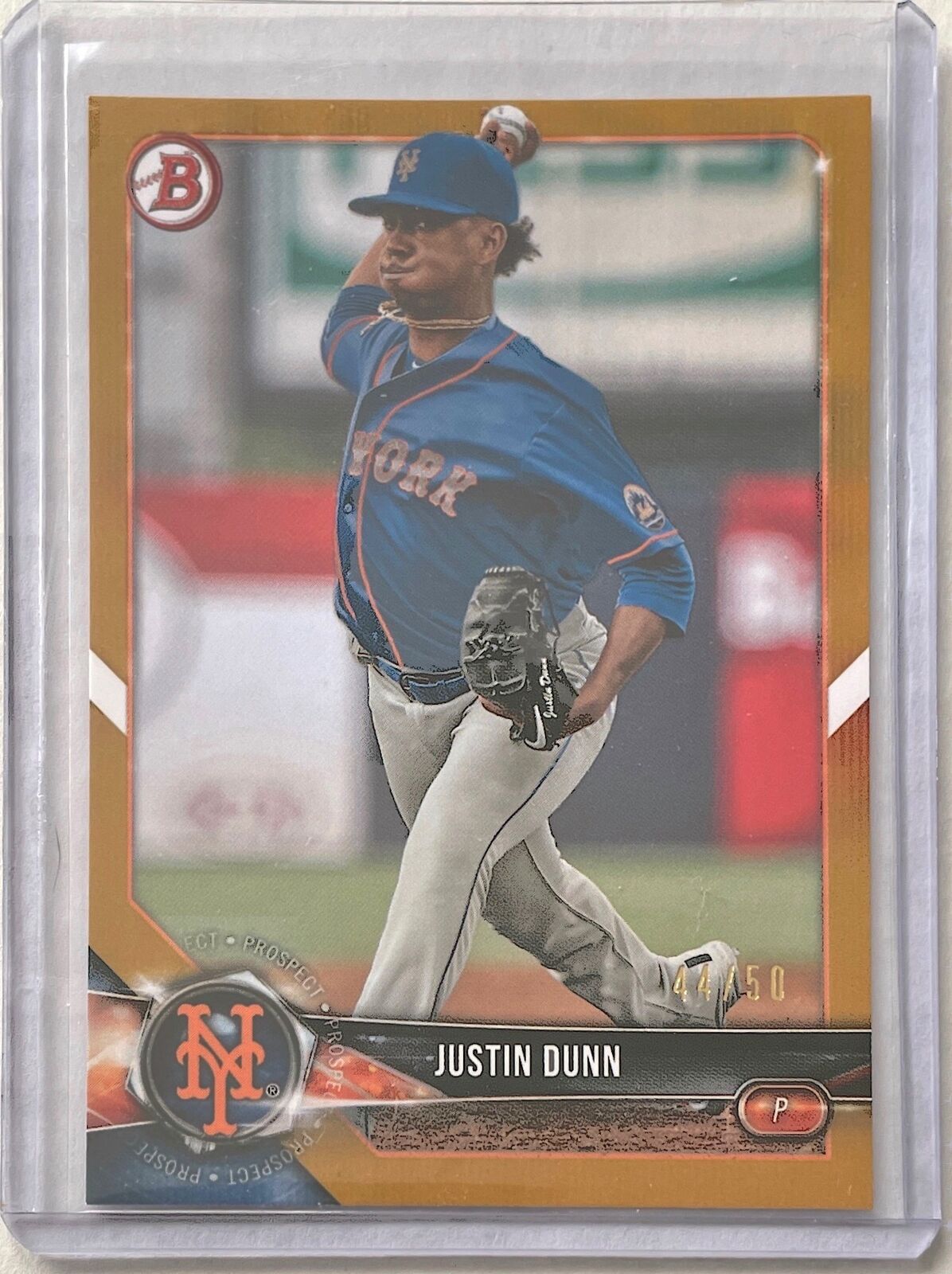 JUSTIN DUNN 2018 BOWMAN PAPER PROSPECT GOLD #D 44/50