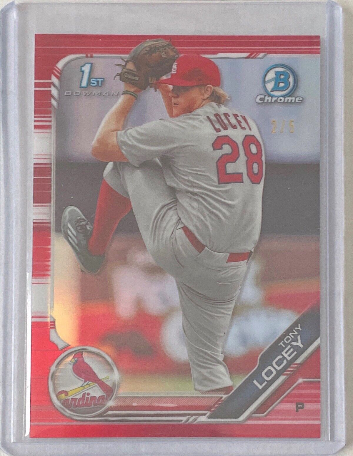 TONY LOCEY 2019 BOWMAN CHROME 1ST PROSPECT RED REFRACTOR #D 2/5