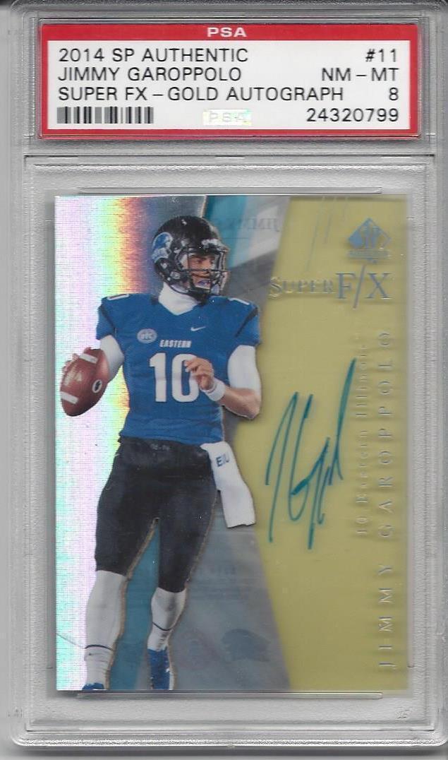 JIMMY GAROPPOLO 2014 SP AUTHENTIC SUPER FX GOLD ON CARD ROOKIE AUTO RC PSA 8