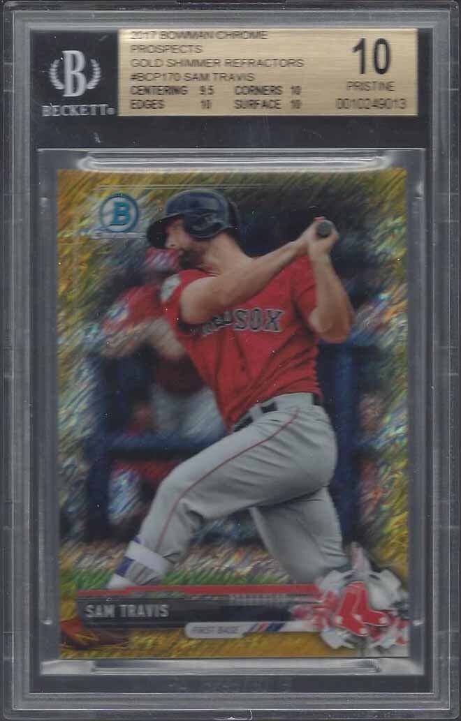 SAM TRAVIS 2017 BOWMAN CHROME PROSPECT GOLD REFRACTOR /50 BGS 10 PRSTINE POP 1/1