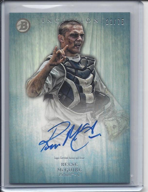 REESE MCGUIRE 2014 TOPPS INCEPTION BLUE ON CARD PROSPECT AUTO #D 21/75