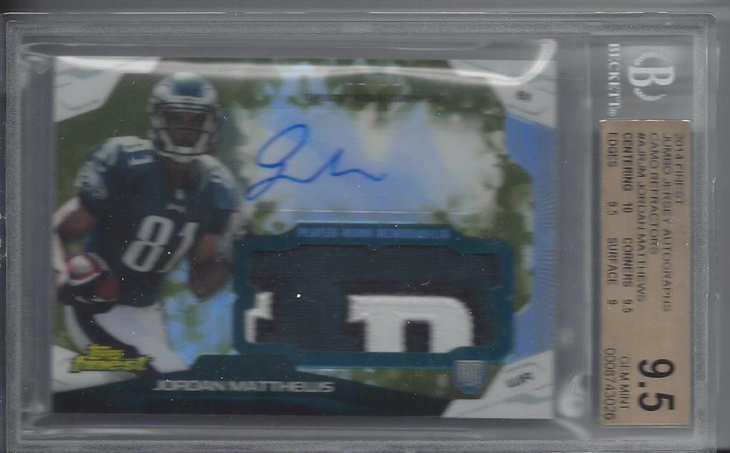 JORDAN MATTHEWS 2014 FINEST CAMO REFRACTOR NAMEPLATE PATCH AUTO RC 1/10 BGS 9.5