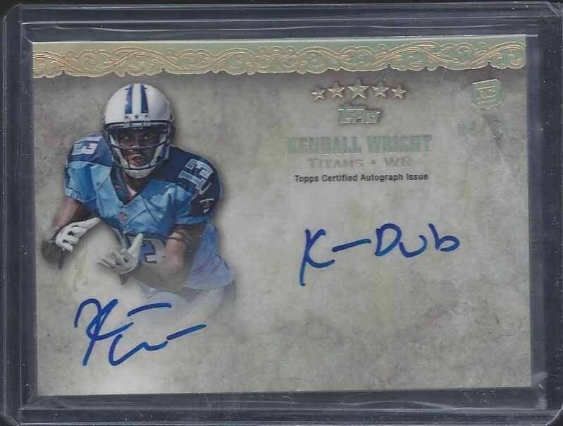 KENDALL WRIGHT 2012 TOPPS FIVE STAR QUOTABLES "K-DUB" INSCRIBED AUTO RC #D /25