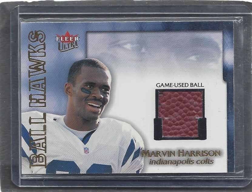 MARVIN HARRISON 2001 FLEER ULTRA BALL HAWKS COLTS GAME USED FOOTBALL BALL RELIC
