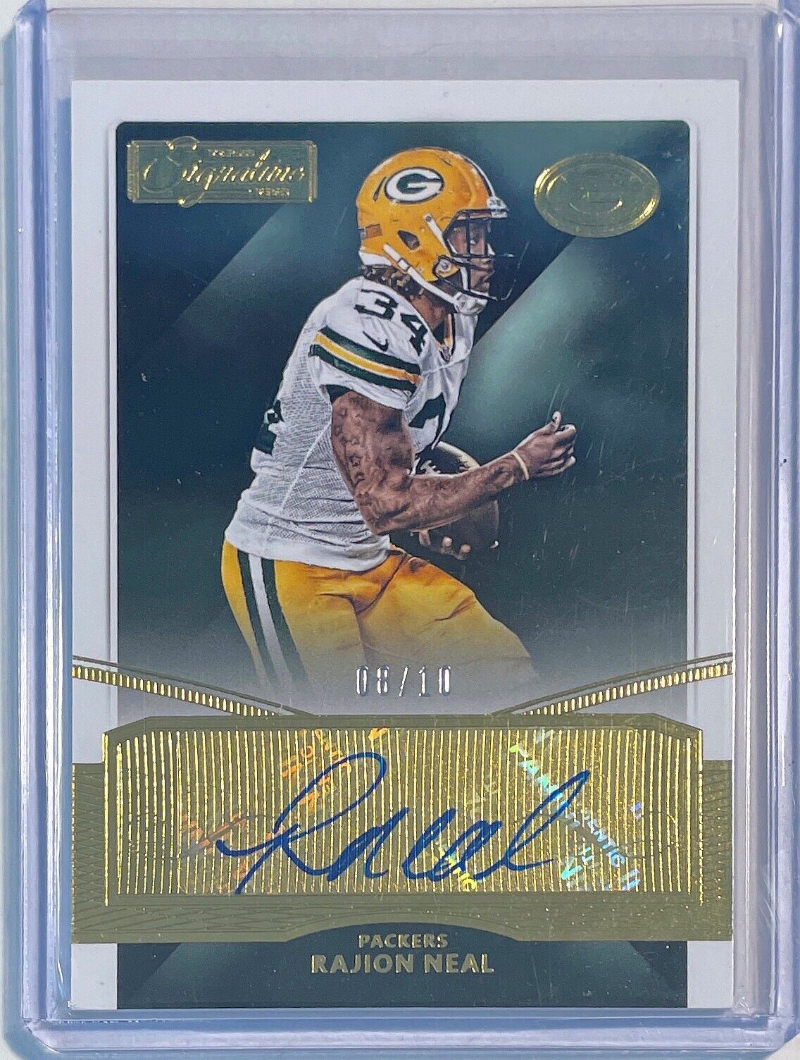 RAJION NEAL 2015 PANINI DONRUSS SIGNATURE SERIES GOLD AUTO ROOKIE RC #D 08/10