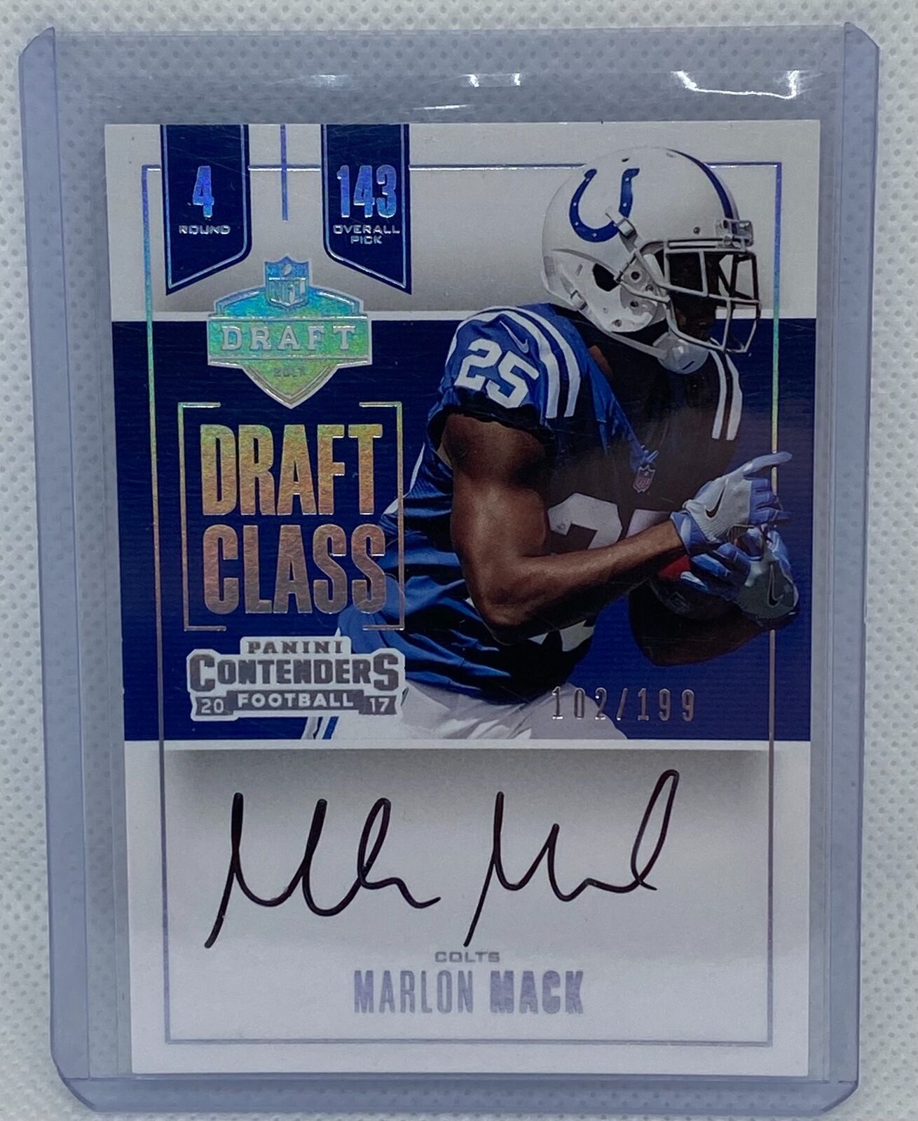 MARLON MACK 2017 PANINI CONTENDERS SILVER DRAFT CLASS ON CARD AUTO RC #D 102/199