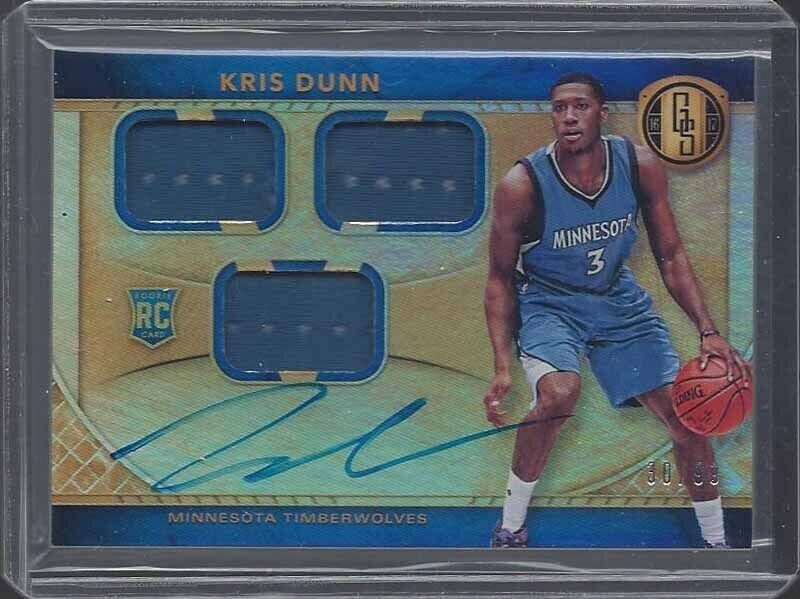 KRIS DUNN 2016-17 GOLD STANDARD TRIPLE JERSEY ON CARD AUTO RC #D 30/99