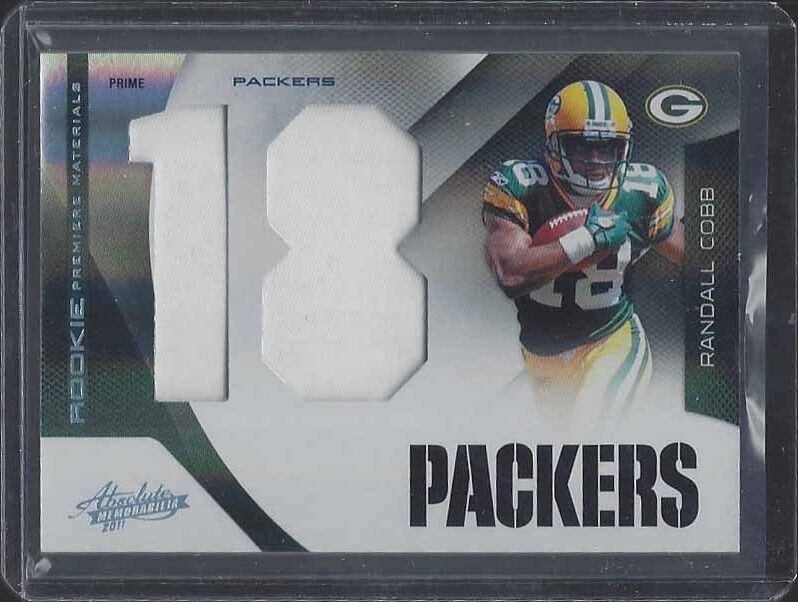 RANDALL COBB 2011 ABSOLUTE RPM JUMBO ROOKIE JERSEY NUMBER PATCH RC #D 6/10