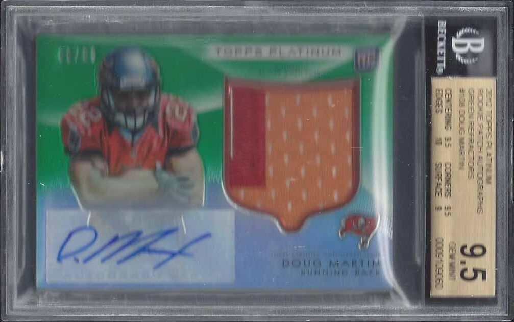 DOUG MARTIN 2012 TOPPS PLATINUM GREEN RPA REFRACTOR PATCH AUTO RC /99 BGS 9.5 10