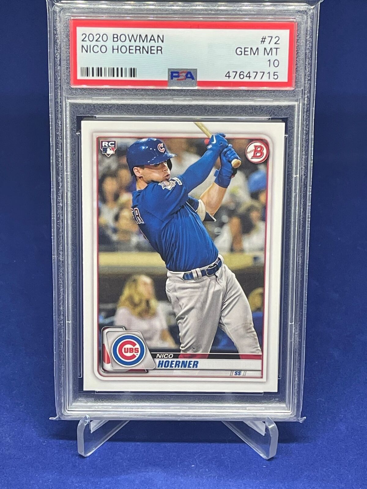 NICO HOERNER 2020 BOWMAN ROOKIE RC #72 PSA 10 GEM MINT