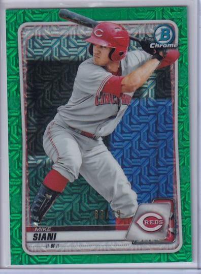 MIKE SIANI 2020 BOWMAN CHROME PROSPECT GREEN MEGA BOX MOJO REFRACTOR #D 63/99