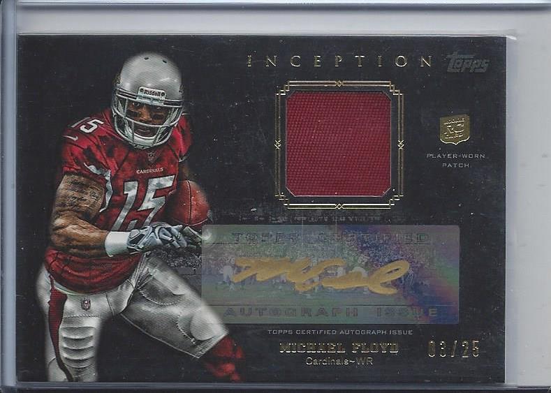 MICHAEL FLOYD 2012 TOPPS INCEPTION GOLD INK RPA ROOKIE PATCH AUTO RC #D 3/25