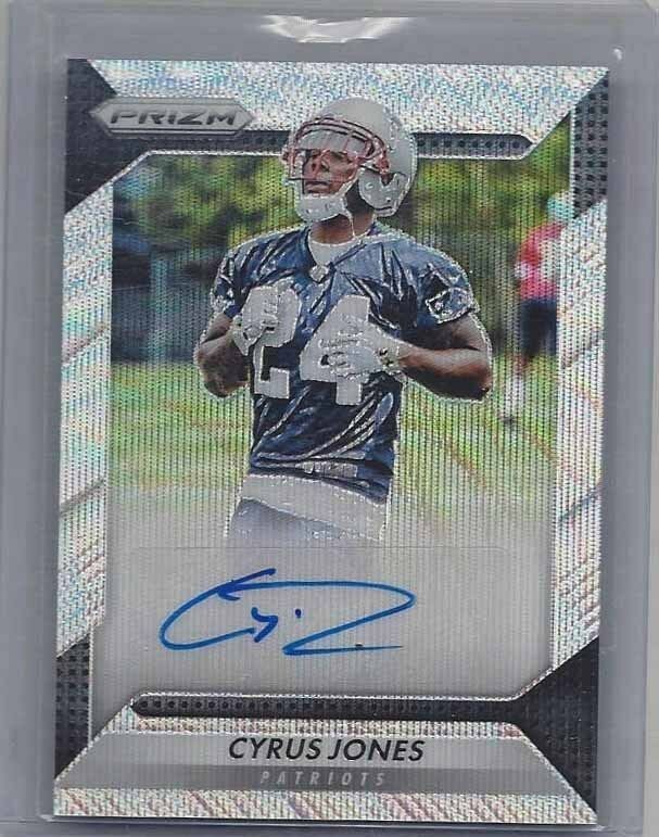 CYRUS JONES 2016 PANINI PRIZM BLUE WAVE PRIZMS PATRIOTS ROOKIE AUTO RC #D /149