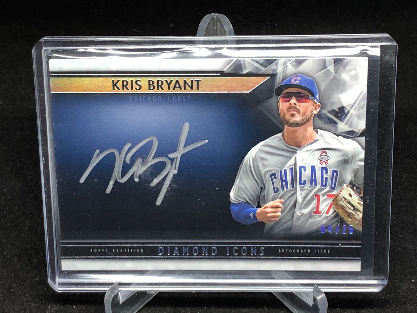 KRIS BRYANT 2019 TOPPS DIAMOND ICONS SILVER INK ON CARD AUTO #D 4/25