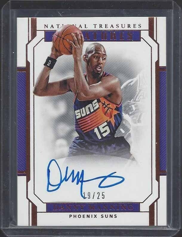 DANNY MANNING 2018-10 NATIONAL TREASURES SIGNATURES ON CARD AUTO #D 19/25