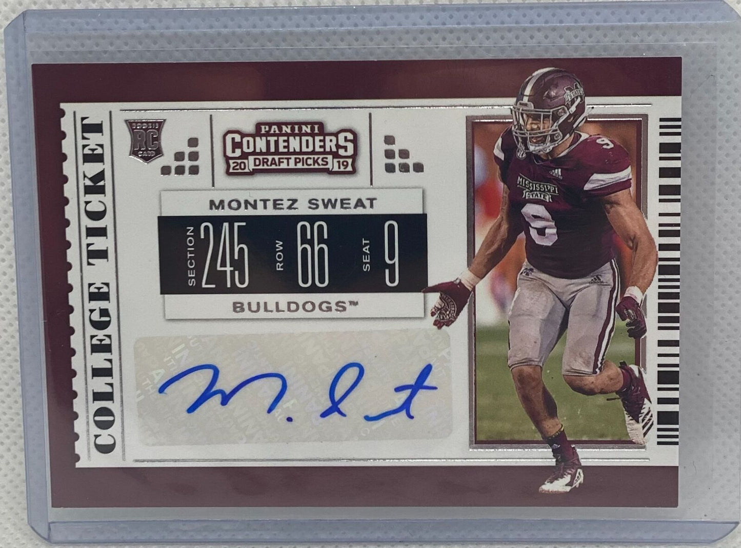 MONTEZ SWEAT 2019 PANINI CONTENDERS DRAFT PICKS COLLEGE TICKET AUTO RC #183