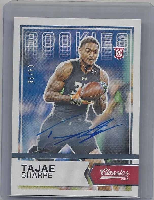 TAJAE SHARPE 2016 CLASSICS TITANS SILVER ROOKIE AUTO RC #D 4/25