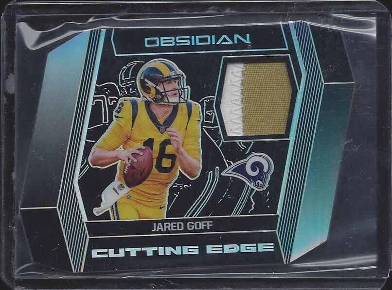 JARED GOFF 2018 OBSIDIAN CUTTING EDGE DIE CUT 2 COLOR PATCH #D 32/25